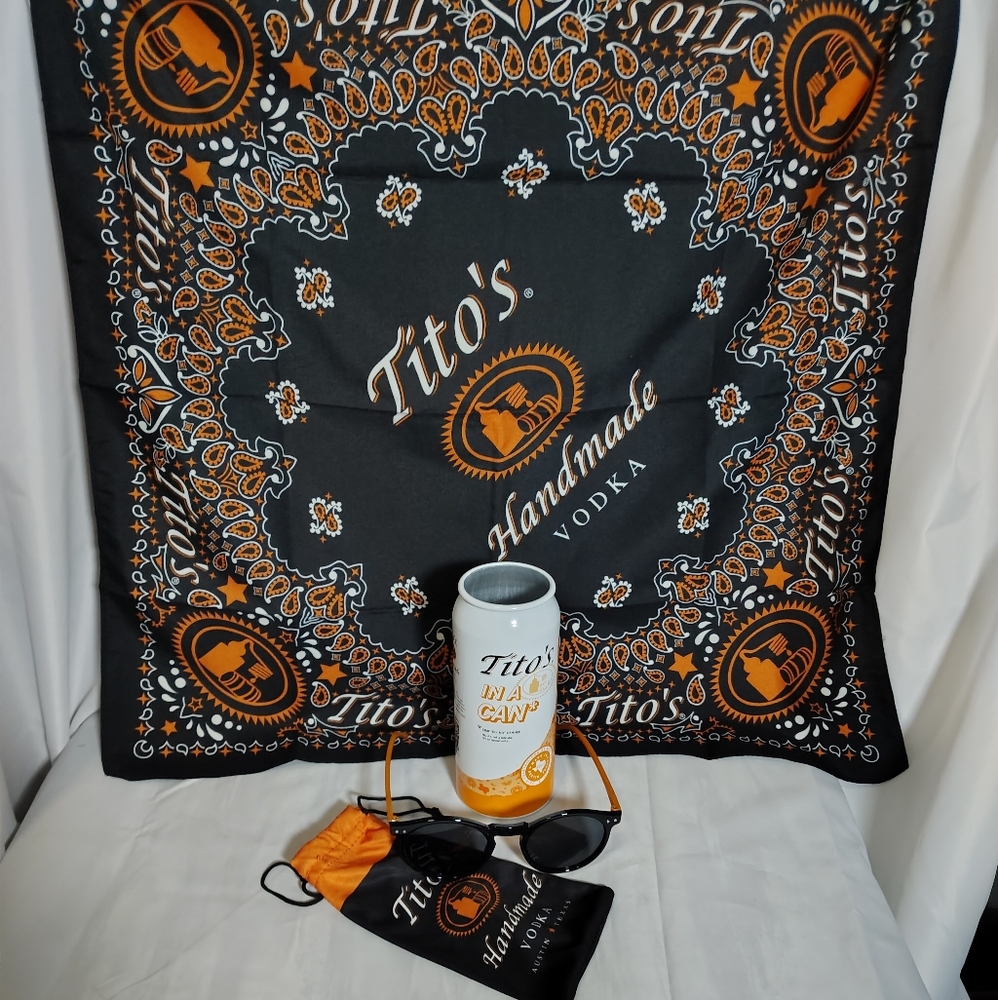 New Promo Tito's Vodka Bandana, Aluminum Cup, Glasses And Glasses Pouch #titos